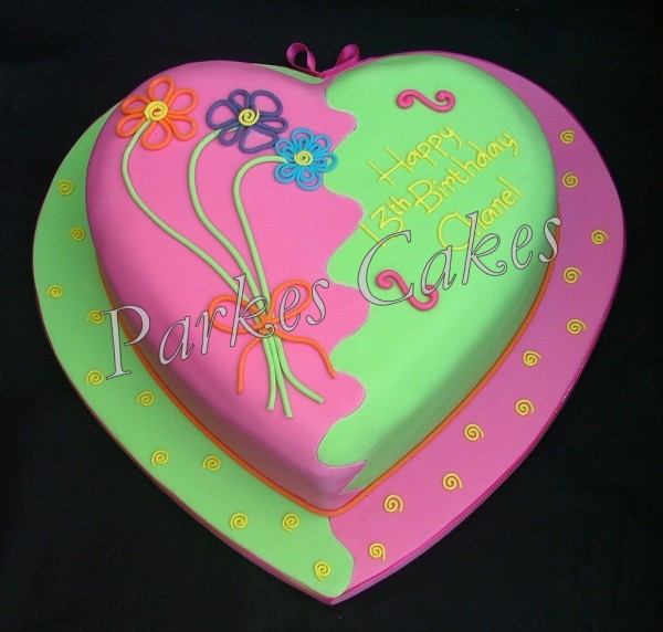 funky heart birthday cake